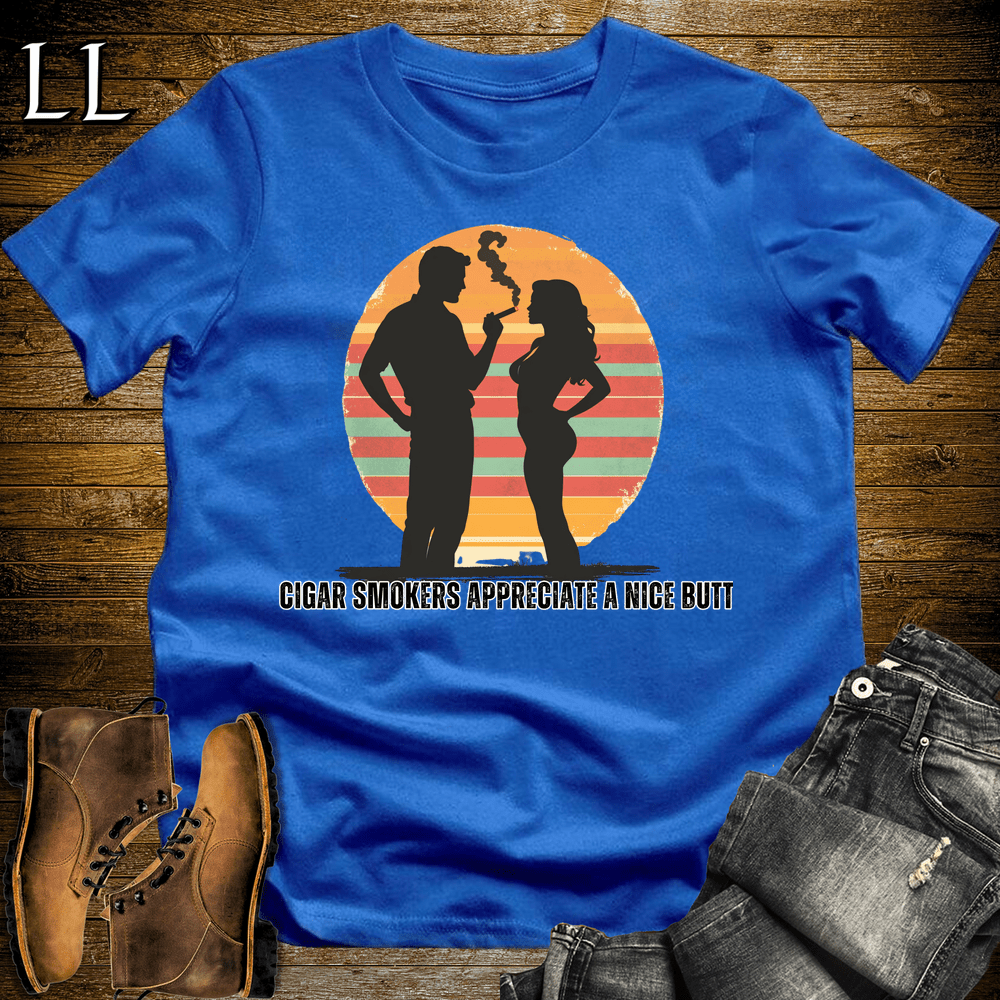 Nice Cigar Butt Softstyle T-Shirt Royal Blue | Funny Cigar Tee