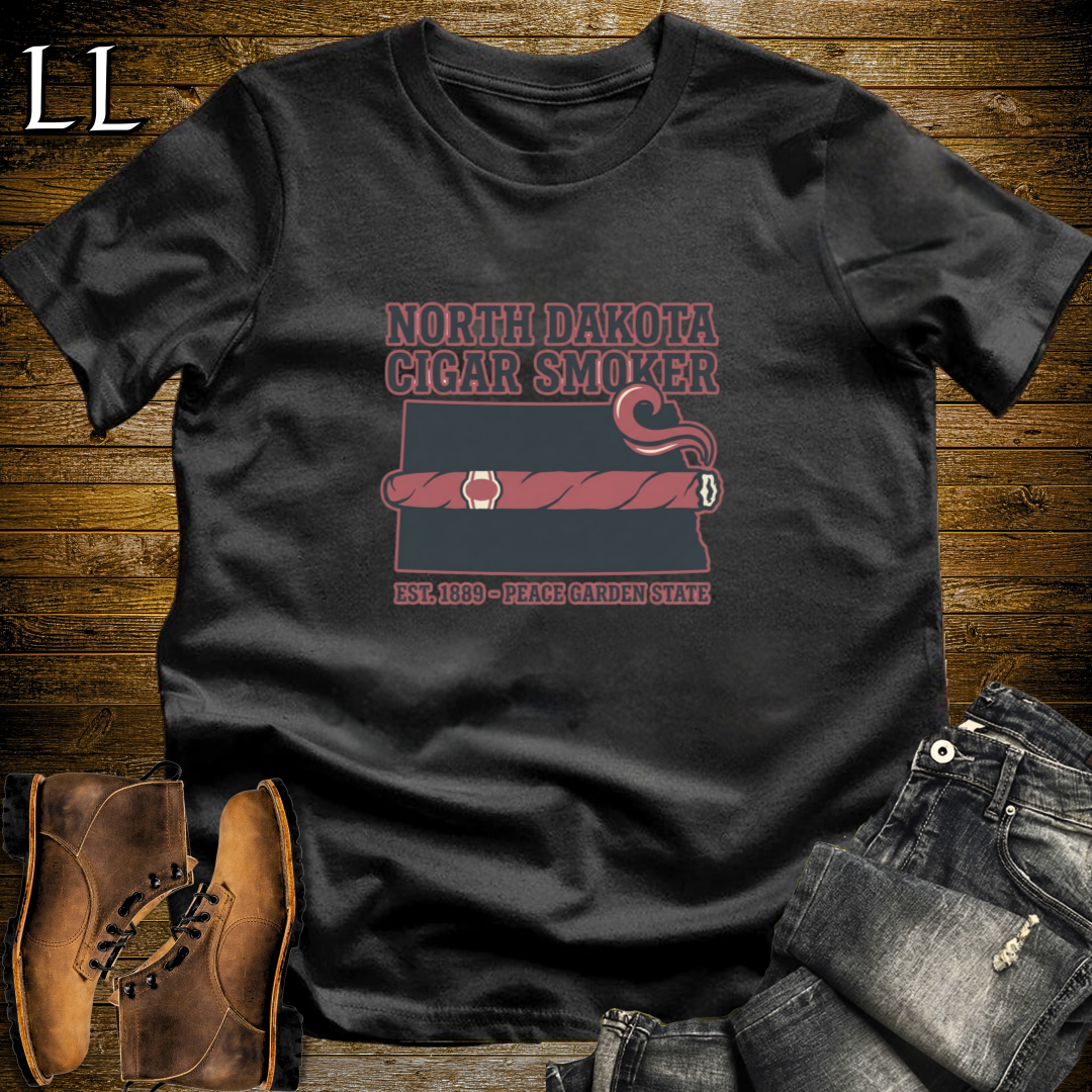 North Dakota Cigar Smoker T-Shirt Black | North Dakota Cigar Society Tee