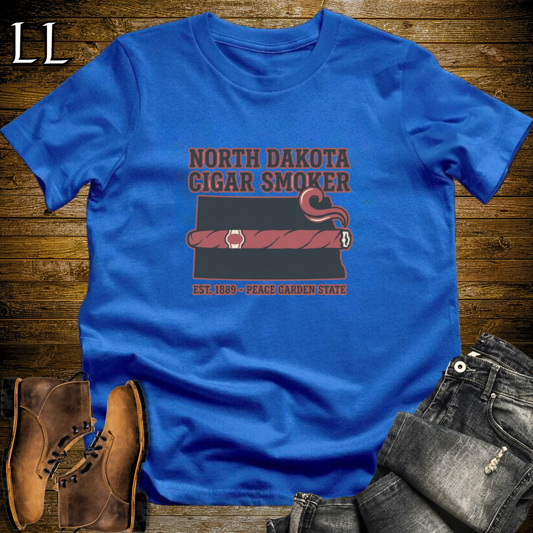 North Dakota Cigar Smoker T-Shirt Royal Blue | North Dakota Cigar Society Tee