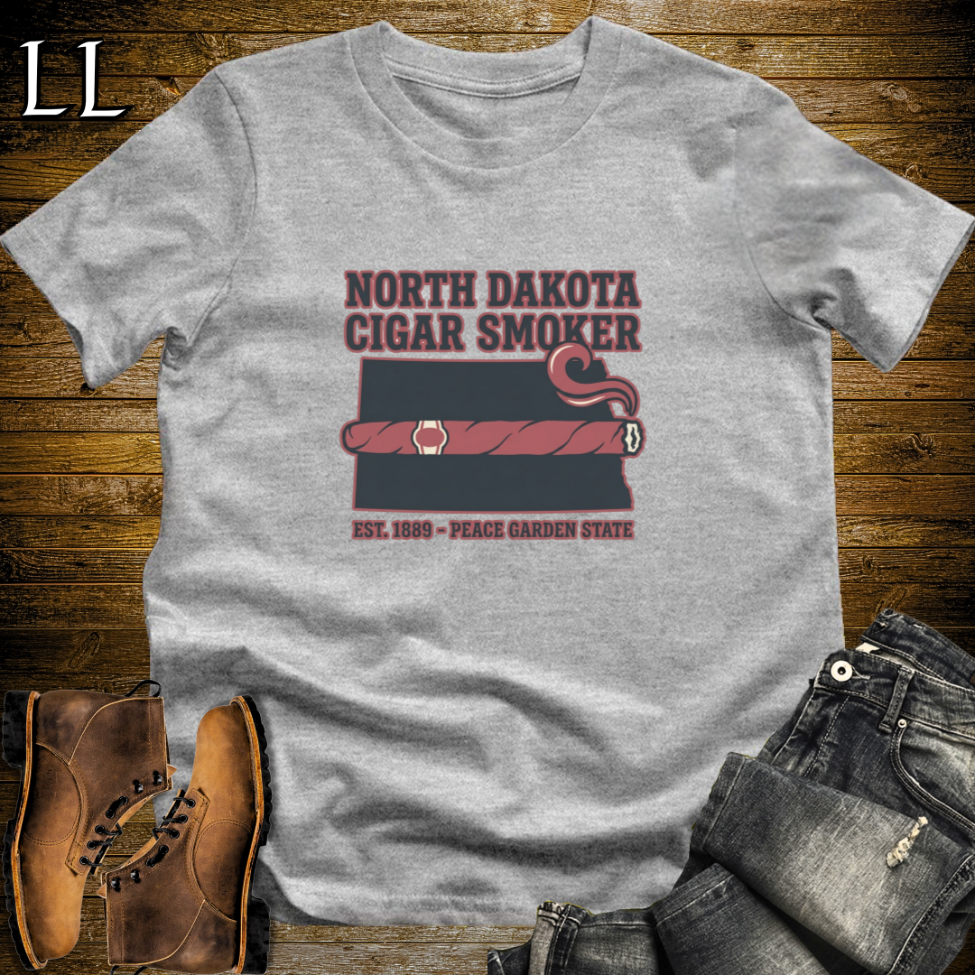 North Dakota Cigar Smoker T-Shirt Sport Grey | North Dakota Cigar Society Tee