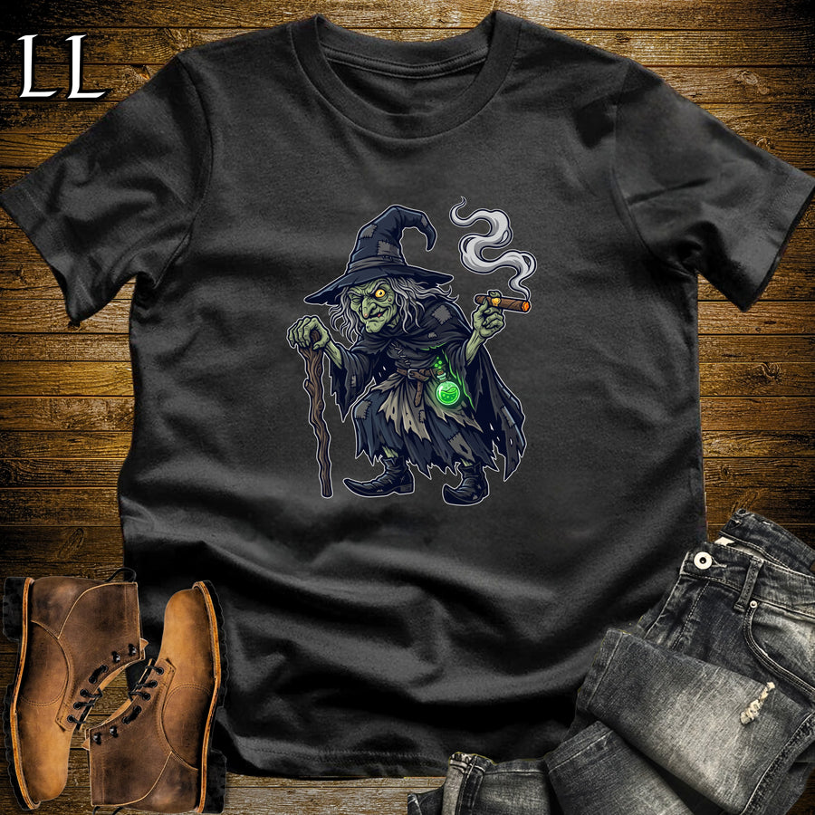 Old Crone Witch Potion Cigar T-Shirt Black | Witch Potion Cigar Tee