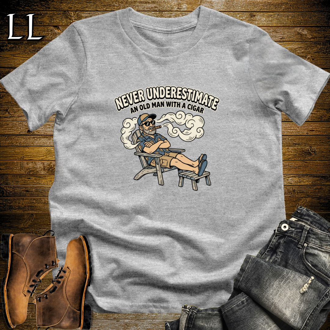 Old Man with Cigar 1 T-Shirt Sport Grey | Cigar Grandpa Gift Shirt