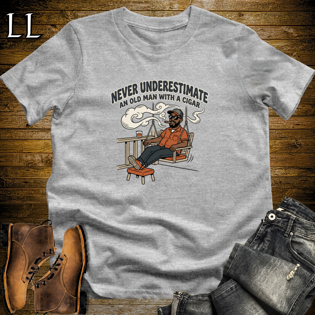 Old Man With Cigar 2 T-Shirt Sport Grey | Cigar Grandpa Graphic Tee