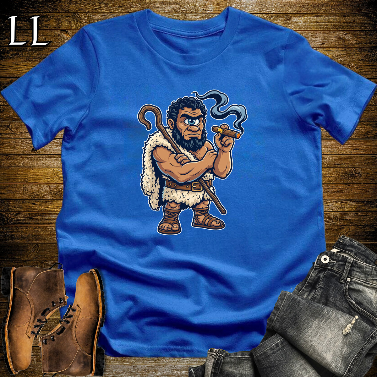 One-Eyed Cyclops Cigar T-Shirt Royal | Greek Myth Cigar Tee