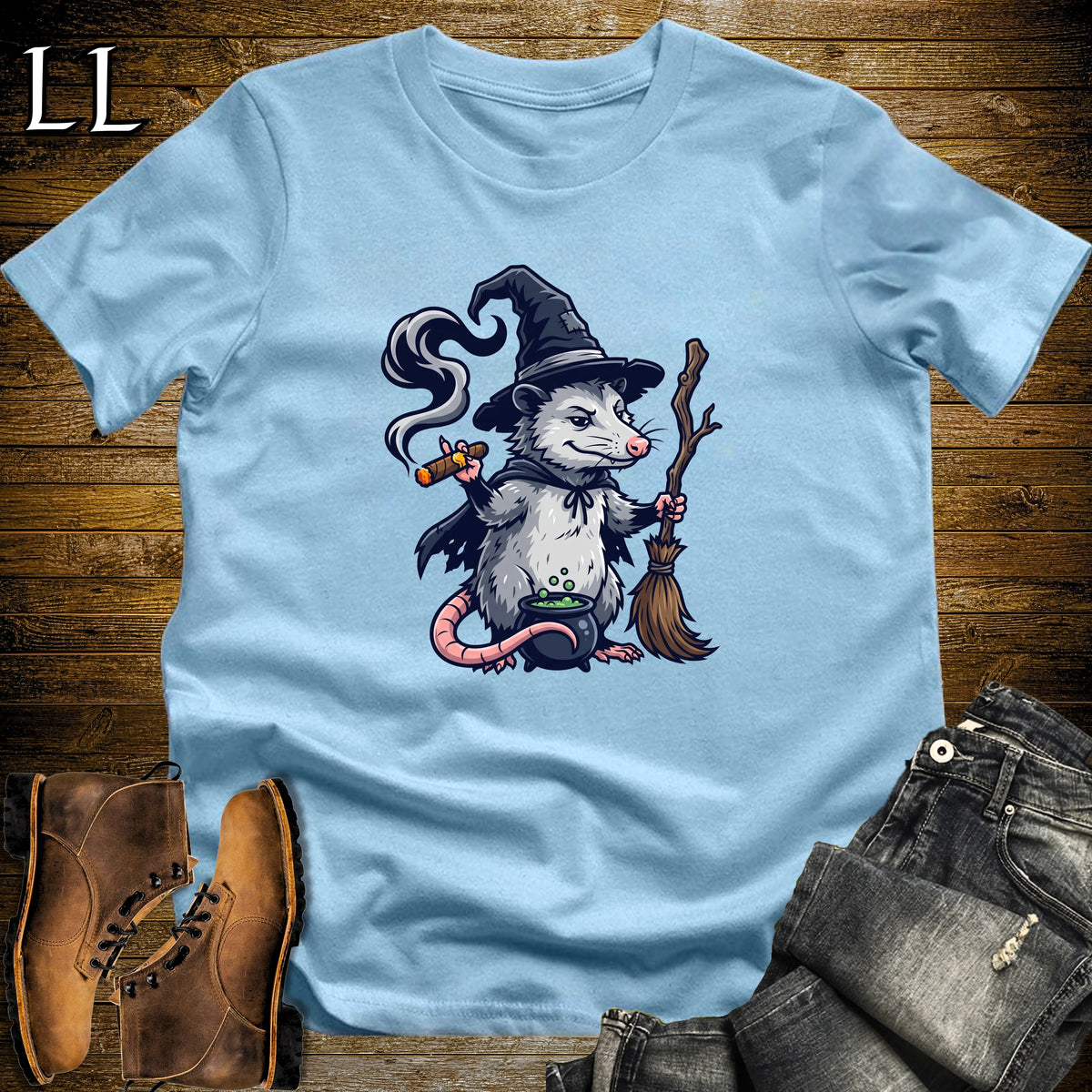Opossum Witch Cauldron Cigar T-Shirt | Opossum Witch Cigar Tee