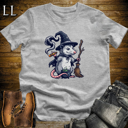 Opossum Witch Cauldron Cigar T-Shirt Sport Grey | Opossum Witch Cigar Tee