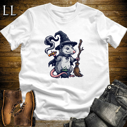 Opossum Witch Cauldron Cigar T-Shirt White | Opossum Witch Cigar Tee