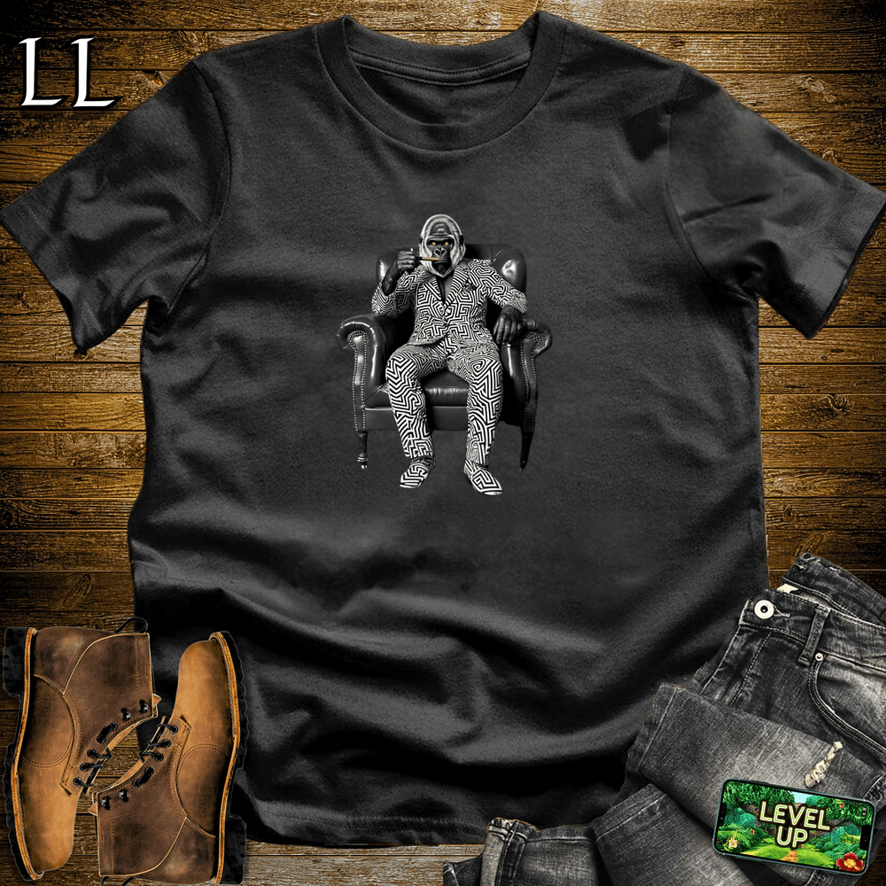 Optical Illusion Cigar Gorilla Black | Gorilla Graphic Tee
