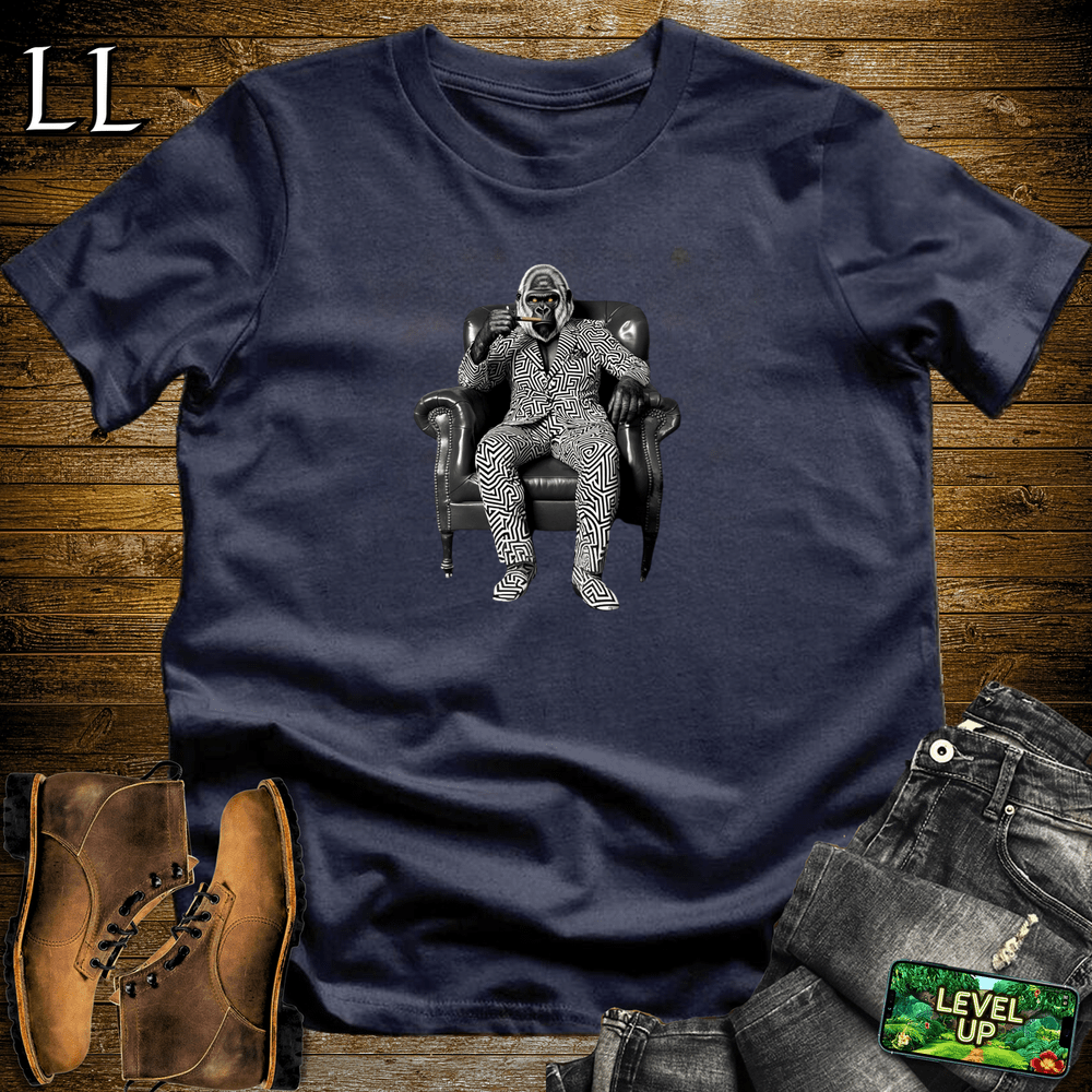Optical Illusion Cigar Gorilla Navy | Gorilla Graphic Tee