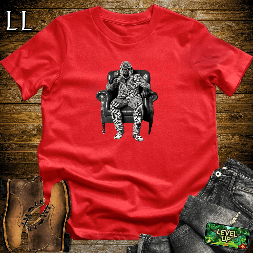 Optical Illusion Cigar Gorilla Red | Gorilla Graphic Tee