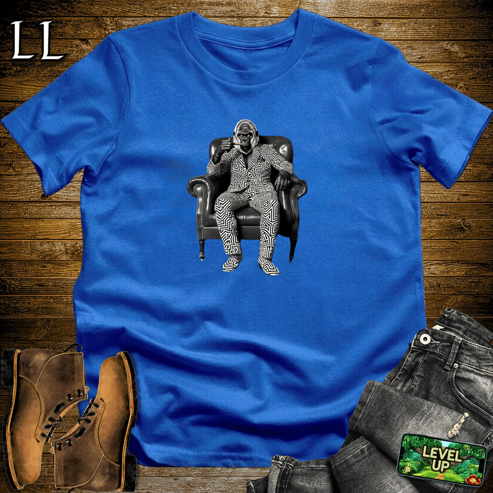 Optical Illusion Cigar Gorilla Royal Blue | Gorilla Graphic Tee