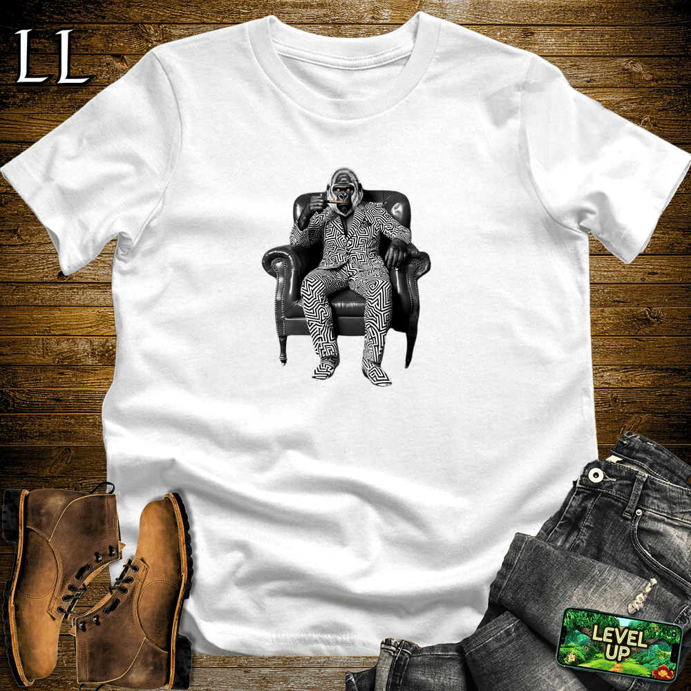 Optical Illusion Cigar Gorilla White | Gorilla Graphic Tee