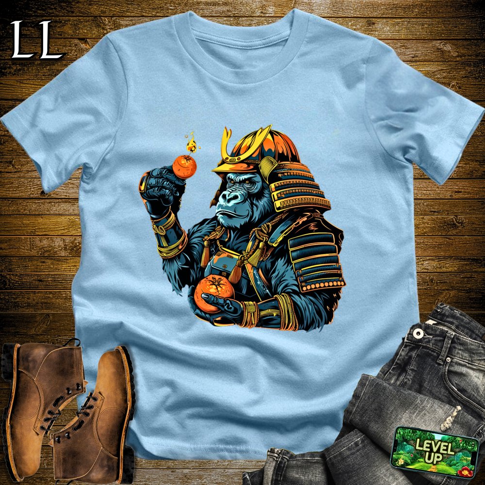 Orange Bomb Gorilla Samurai Light Blue | Explosive Tee