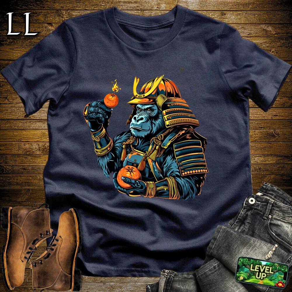 Orange Bomb Gorilla Samurai Softstyle Tee - Navy - LegacyLayers