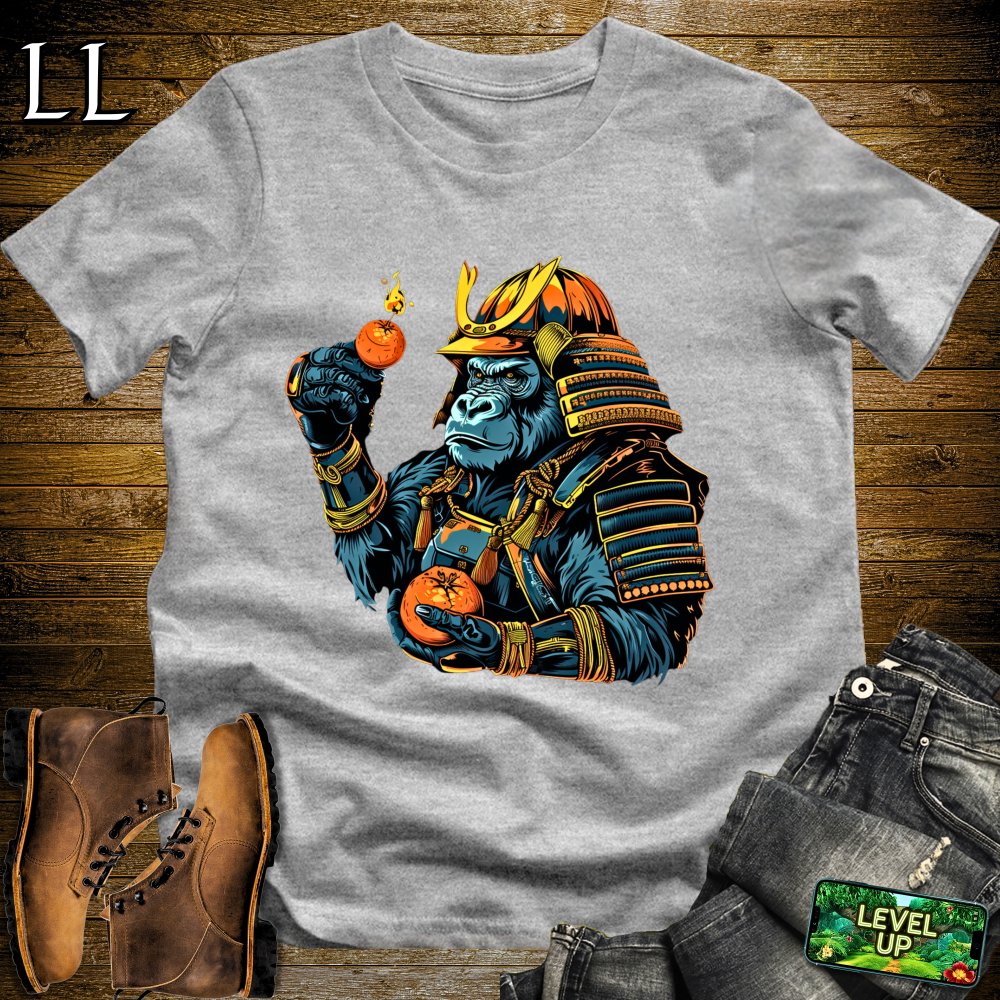 Orange Bomb Gorilla Samurai Softstyle Tee - Sport Grey - LegacyLayers