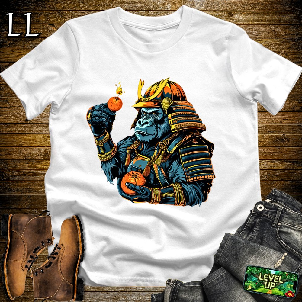 Orange Bomb Gorilla Samurai White | Explosive Tee
