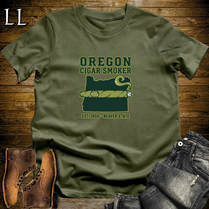 Oregon Cigar Smoker T-Shirt Military Green | Oregon Cigar Lover Gift Tee