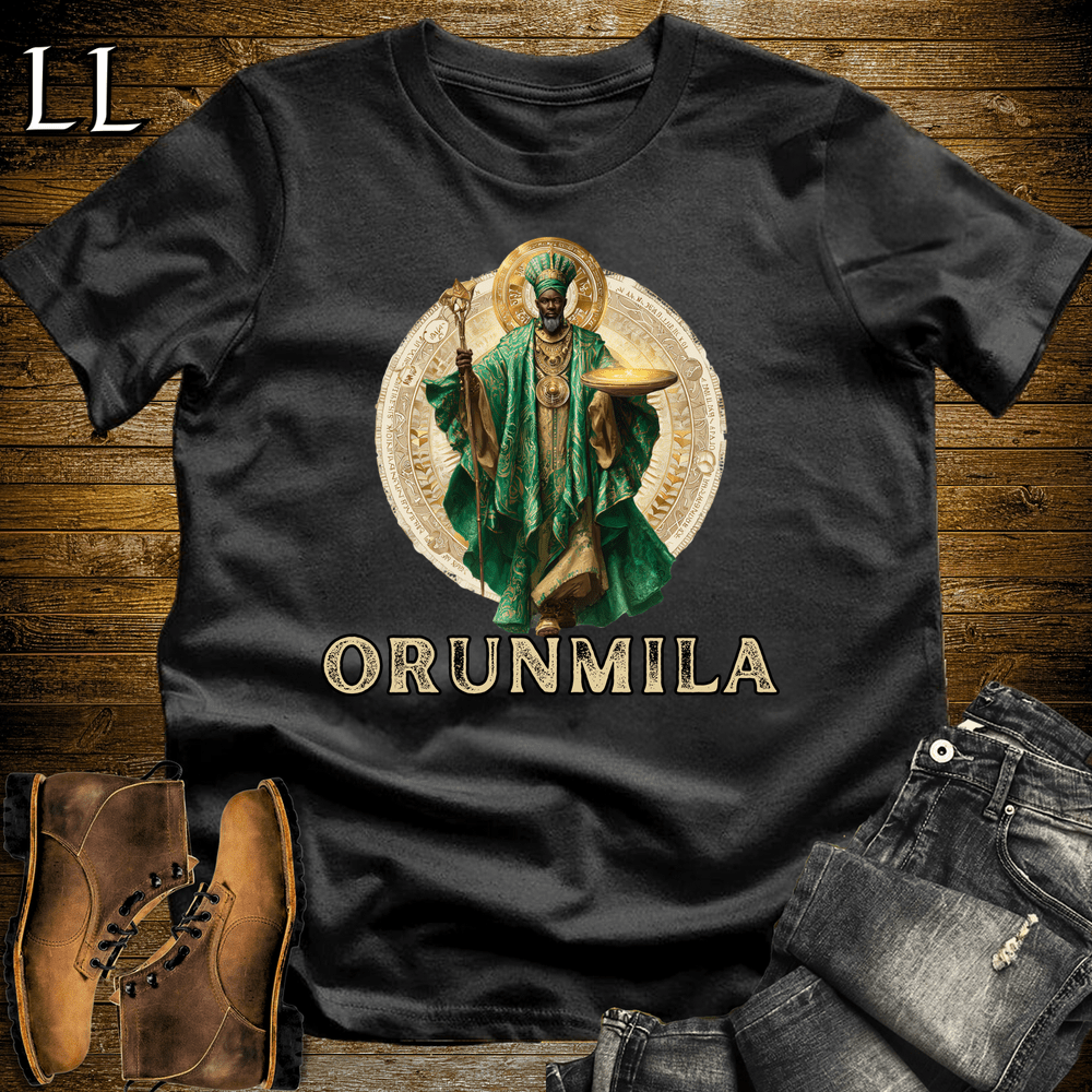 Orunmila African God Softstyle Tee Black | Yoruba Wisdom God Tee