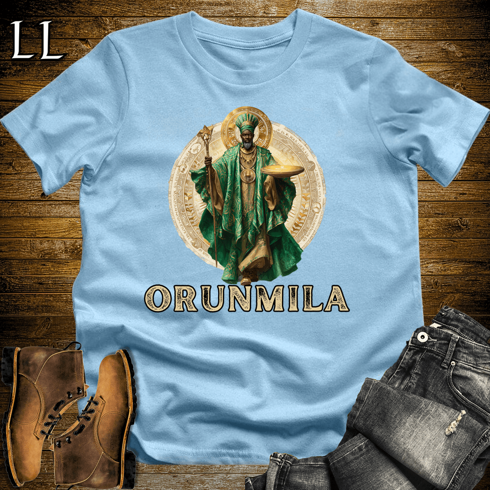 Orunmila African God Softstyle Tee Light Blue | Yoruba Wisdom God Tee