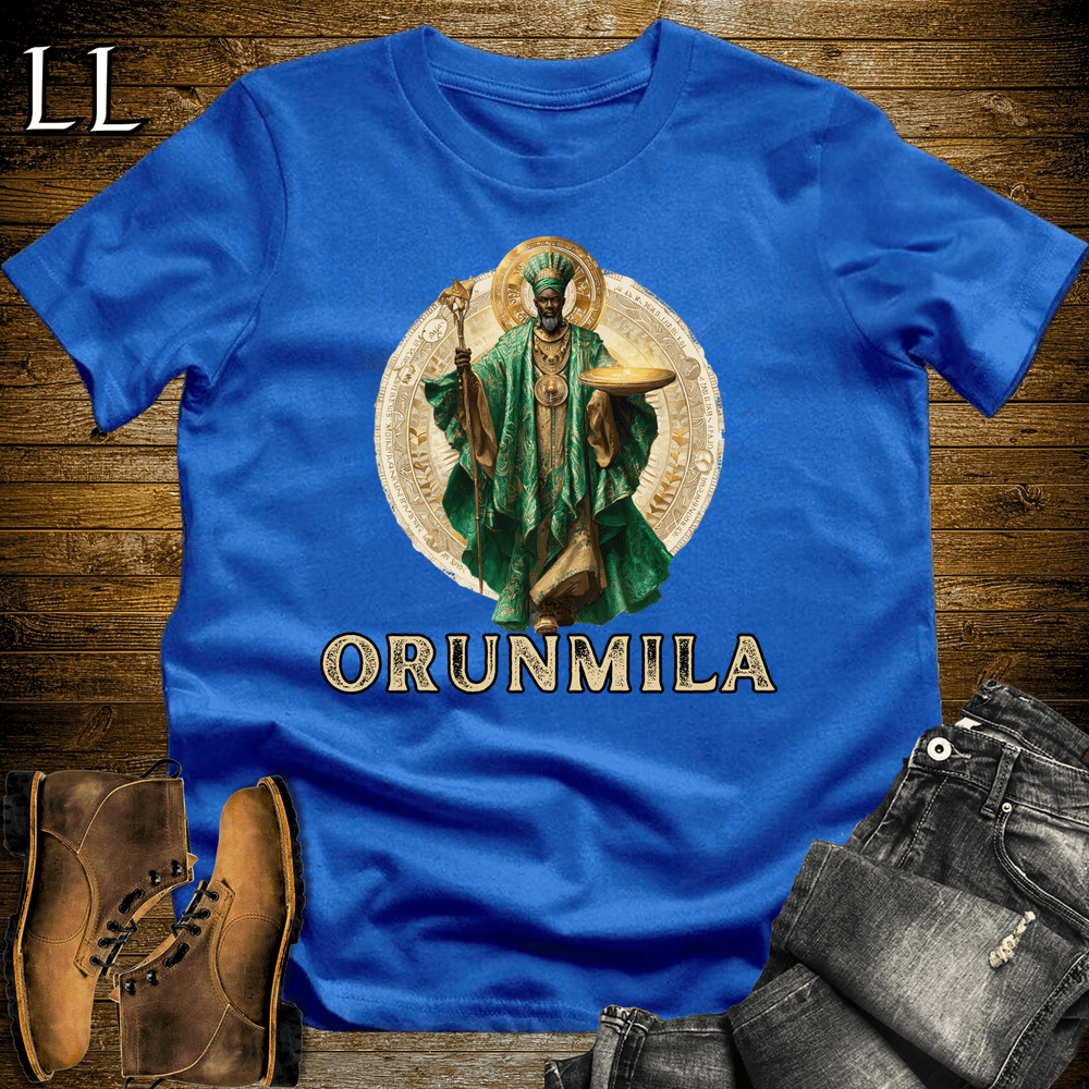 Orunmila African God Softstyle Tee Royal Blue | Yoruba Wisdom God Tee