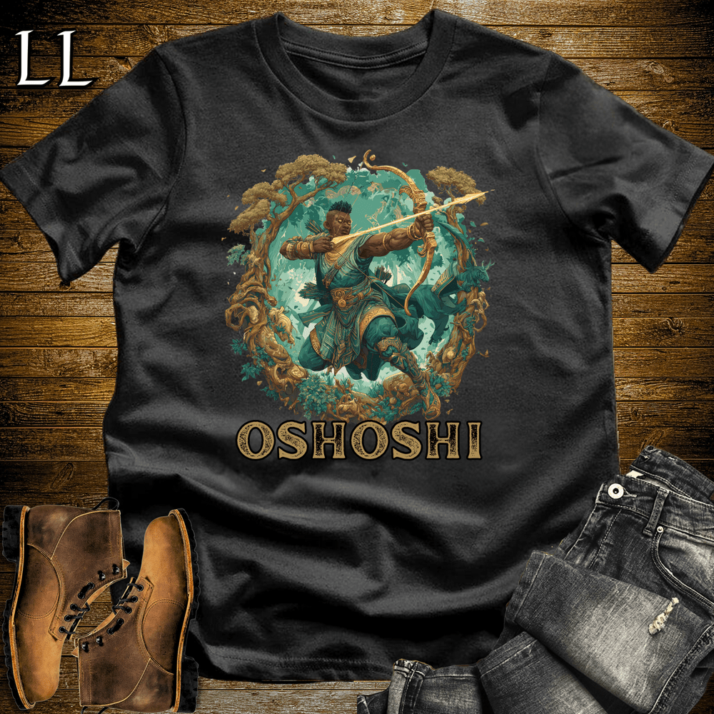 Oshoshi African God Softstyle Tee Black | Yoruba Hunter God Tee
