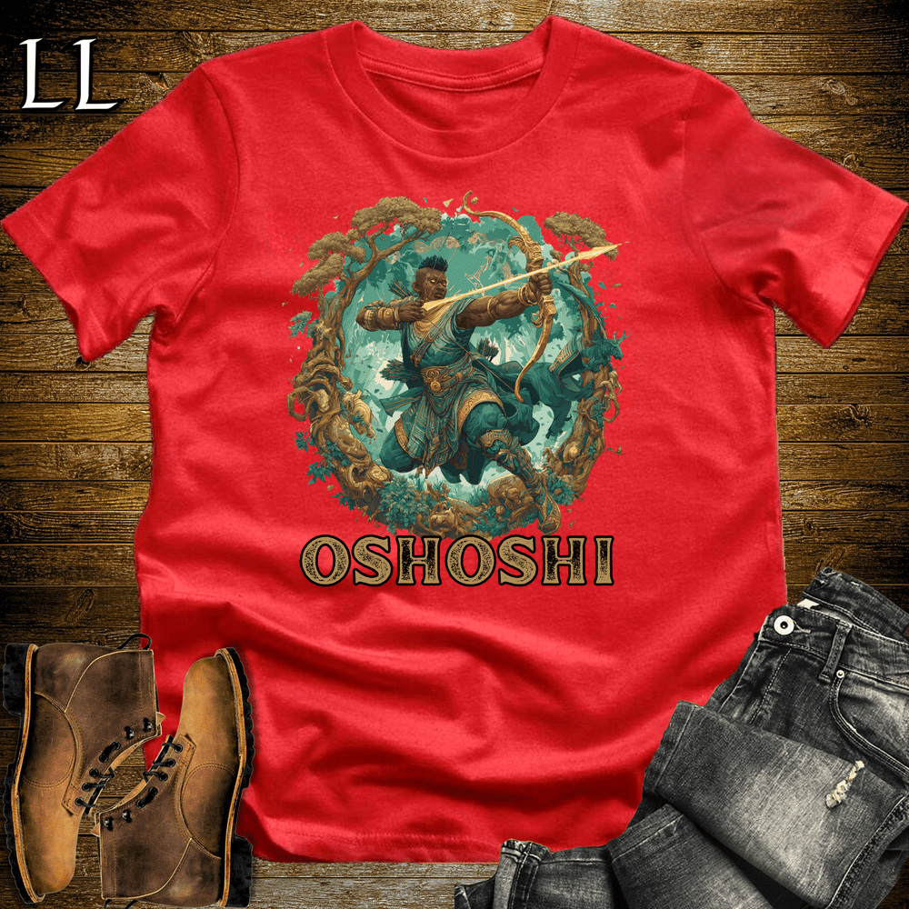 Oshoshi African God Softstyle Tee Red | Yoruba Hunter God Tee