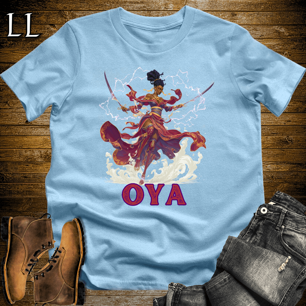 Oya African Goddess Softstyle Tee Light Blue | Yoruba Mythology Tee