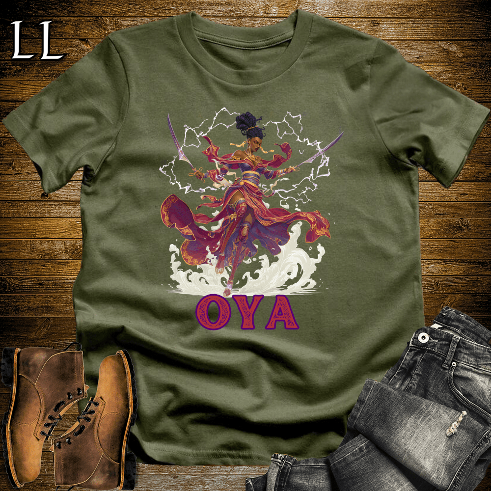 Oya African Goddess Softstyle Tee - Military Green - LegacyLayers