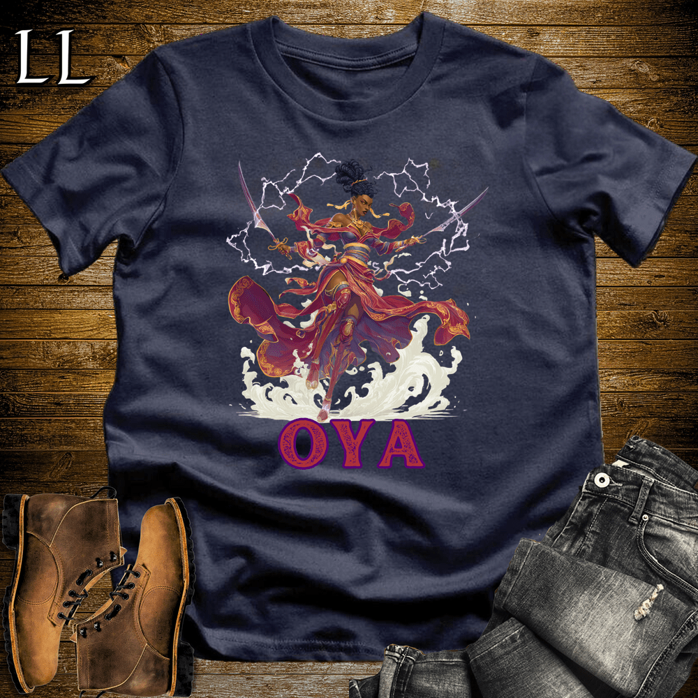 Oya African Goddess Softstyle Tee - Navy - LegacyLayers