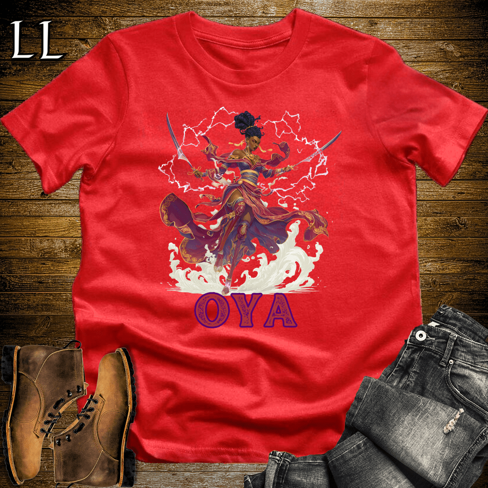 Oya African Goddess Softstyle Tee Red | Yoruba Mythology Tee