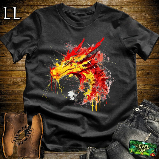 Painted Flame Dragon Softstyle Tee - Black - LegacyLayers