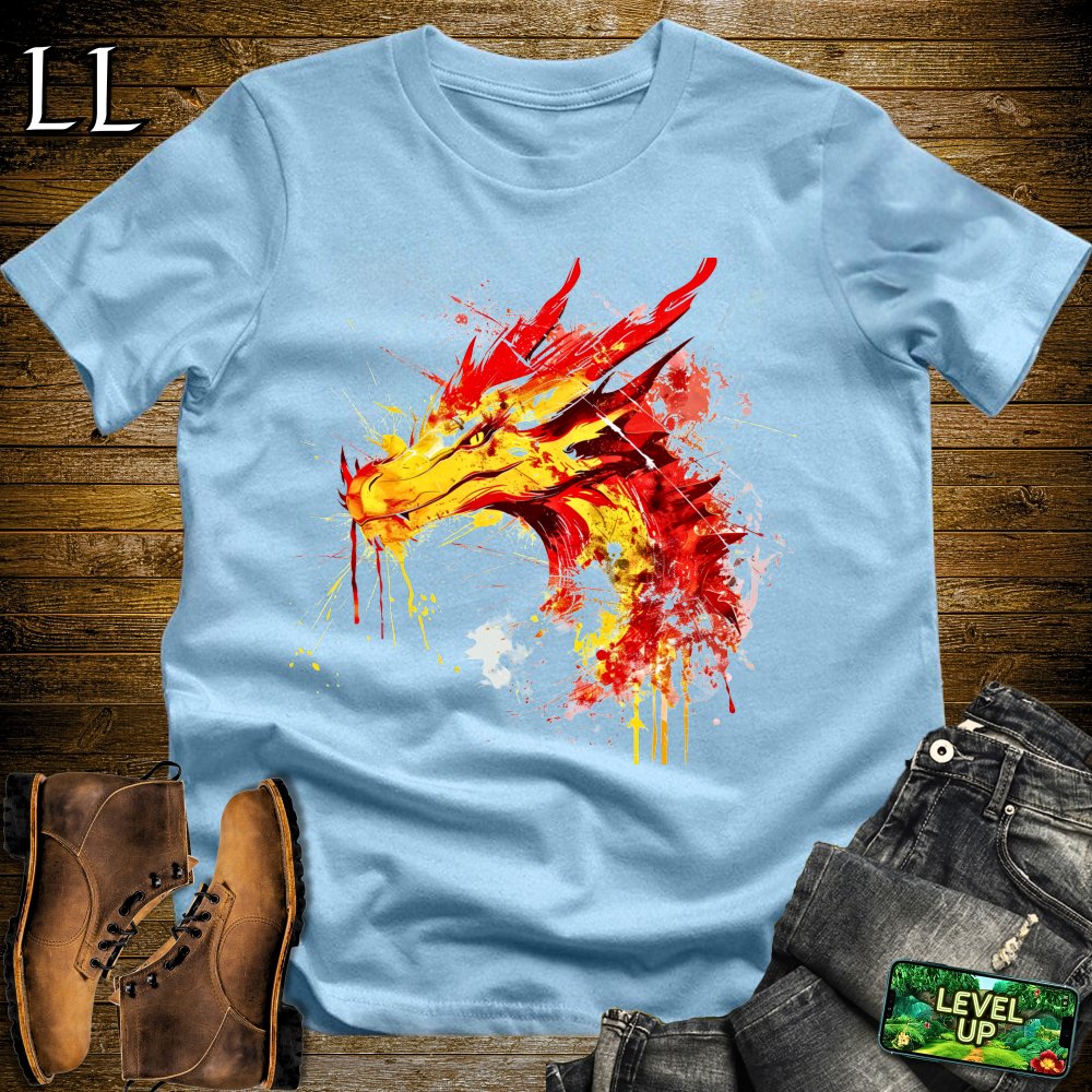 Painted Flame Dragon Softstyle Tee - Light Blue - LegacyLayers