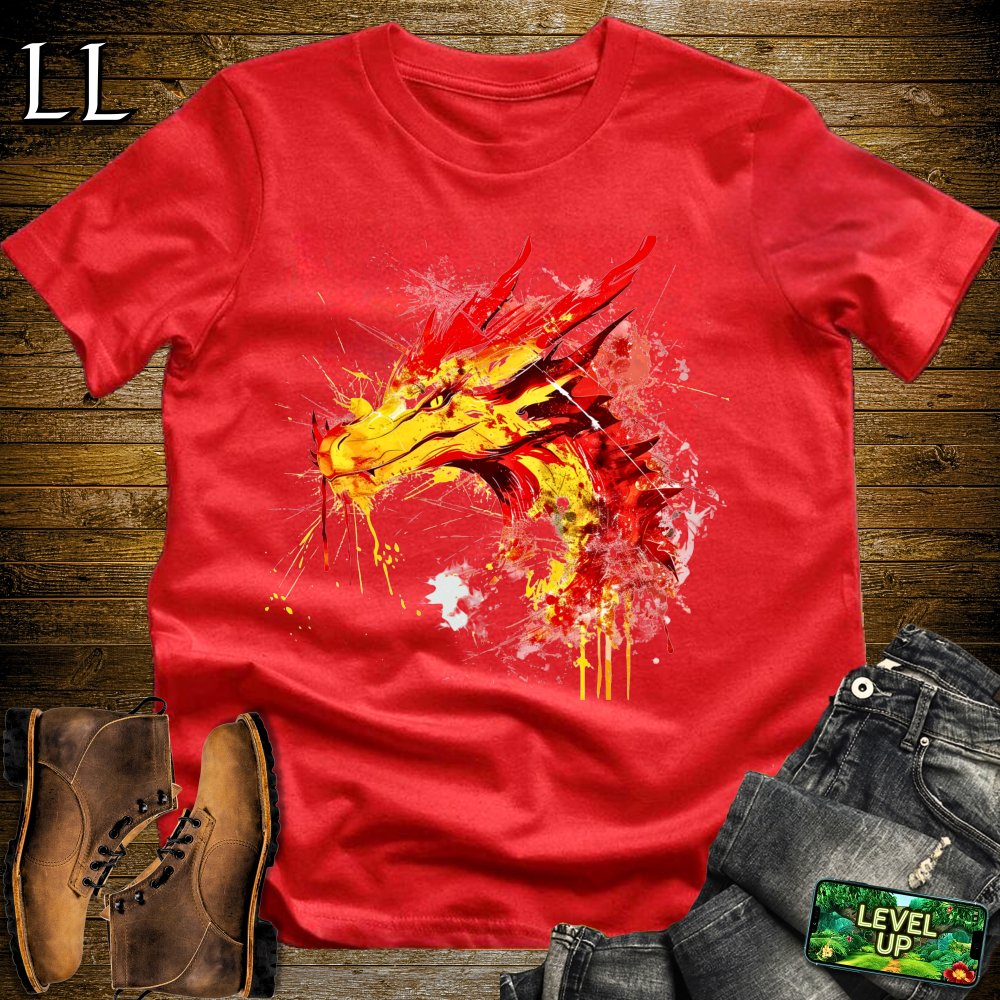 Painted Flame Dragon Softstyle Tee - Red - LegacyLayers