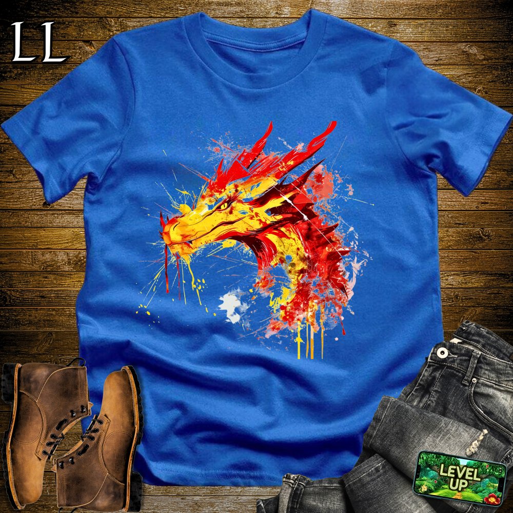 Painted Flame Dragon Softstyle Tee - Royal - LegacyLayers