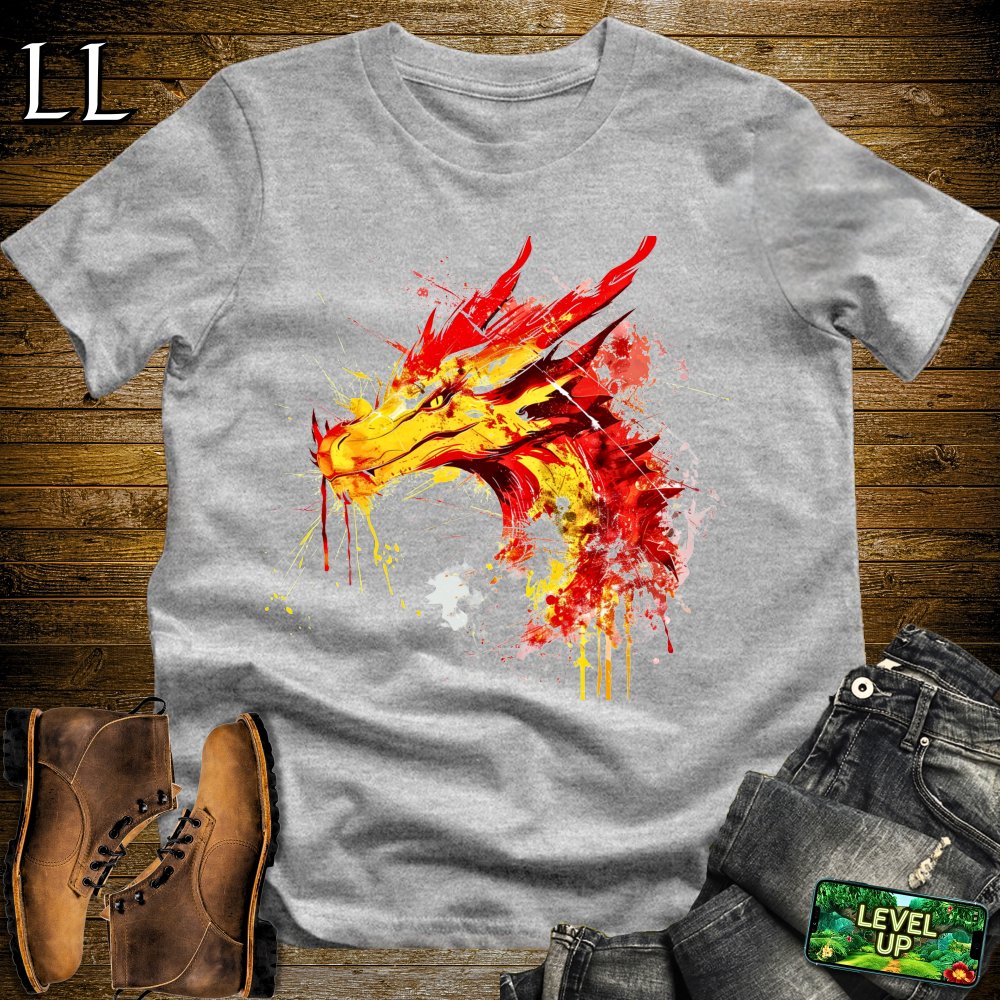 Painted Flame Dragon Softstyle Tee - Sport Grey - LegacyLayers