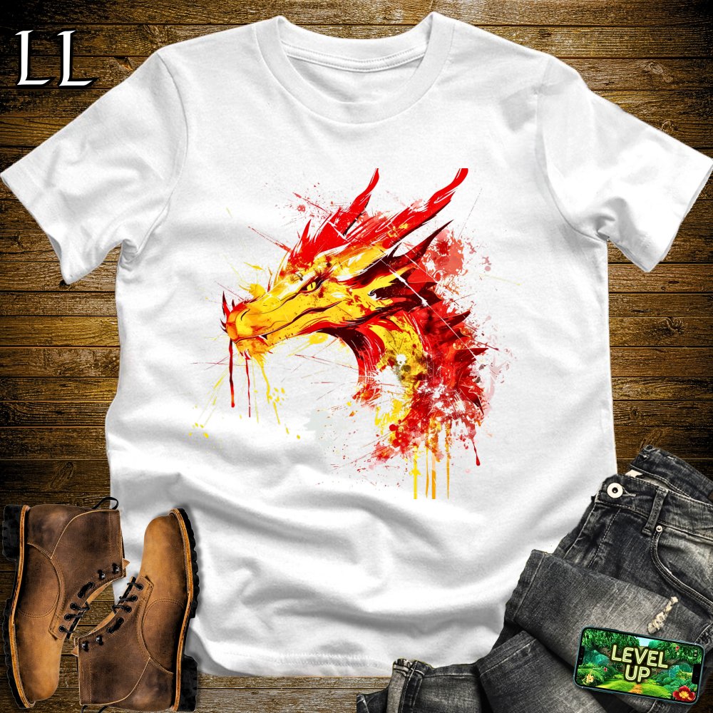 Painted Flame Dragon Softstyle Tee - White - LegacyLayers