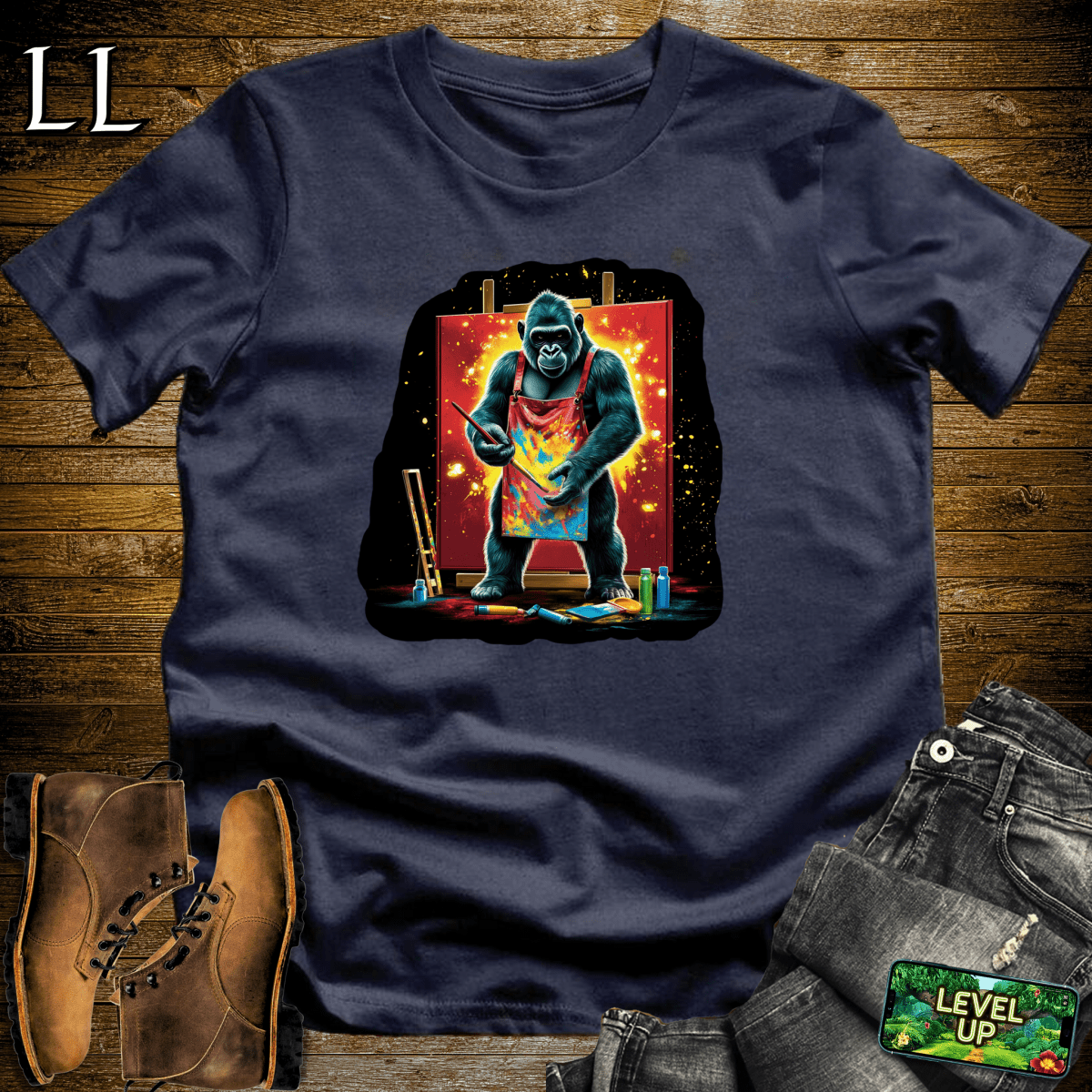 Painter Gorilla Softstyle Tee Navy | Artist Gift Tee