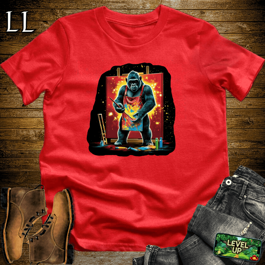 Painter Gorilla Softstyle Tee Red | Artist Gift Tee