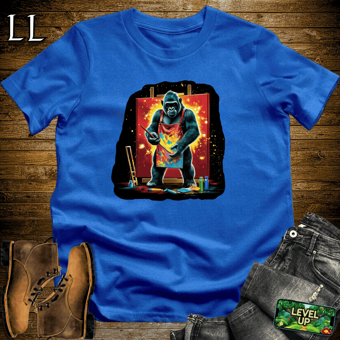 Painter Gorilla Softstyle Tee Royal Blue | Artist Gift Tee