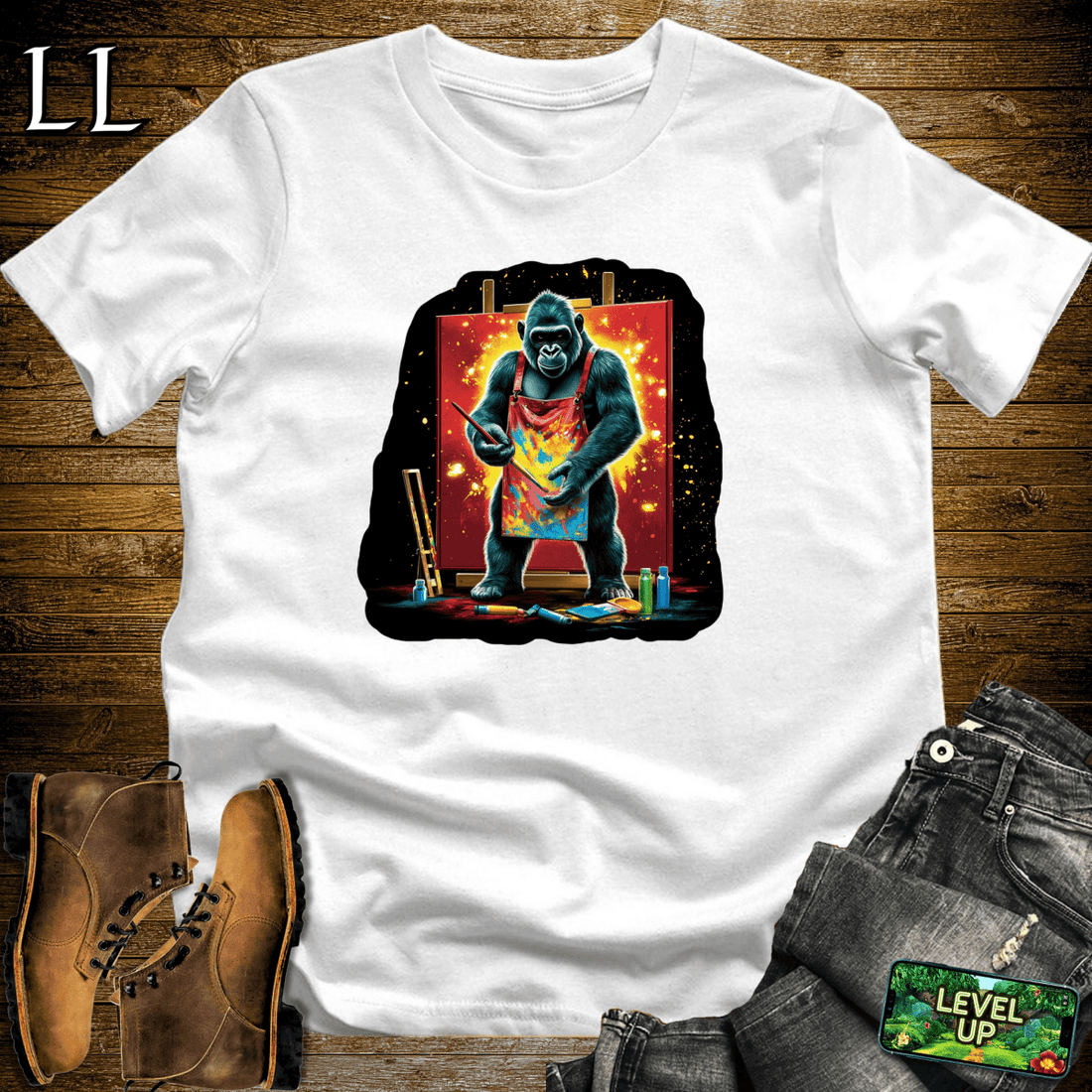 Painter Gorilla Softstyle Tee White | Artist Gift Tee