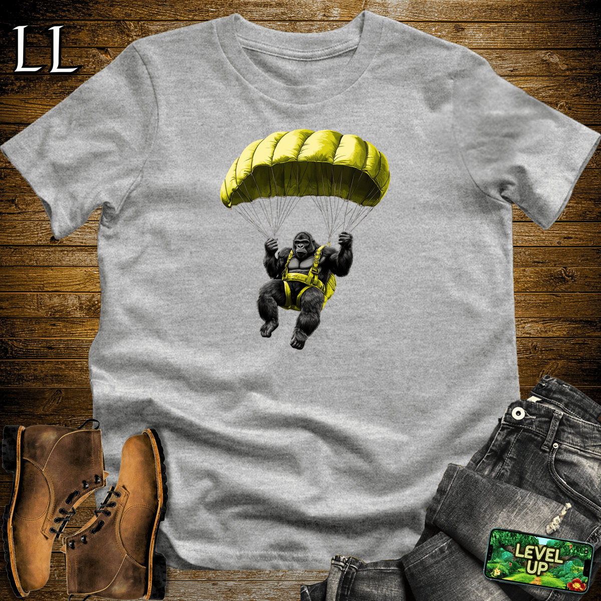Parachute Gorilla Softstyle Tee - Sport Grey - LegacyLayers