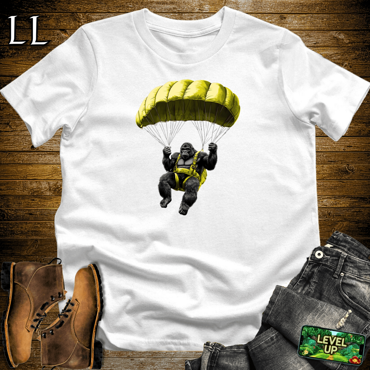Parachute Gorilla Softstyle Tee - White - LegacyLayers