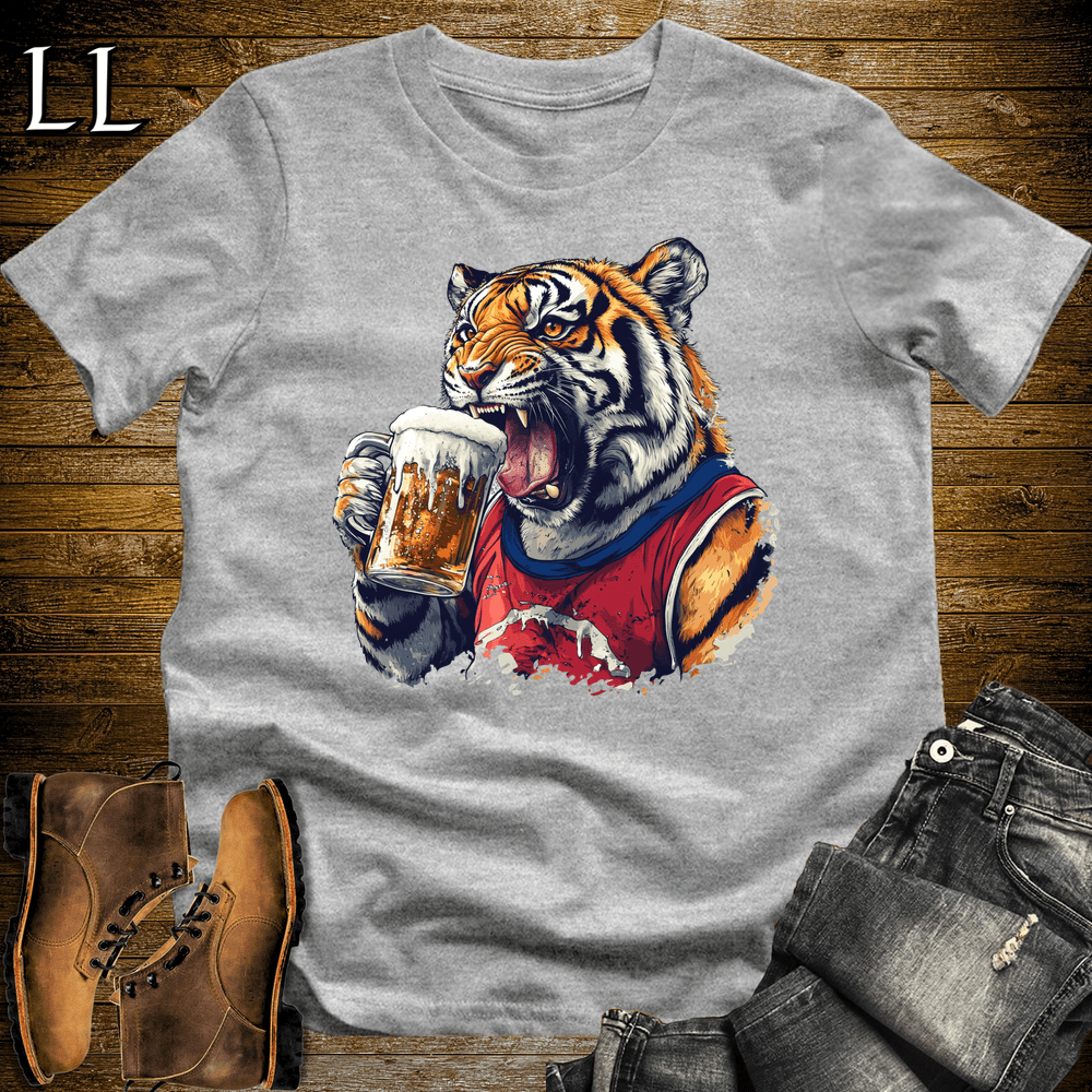 Party Animal Beer Chug Tiger Sport Grey | Beer Chug Tiger Tee