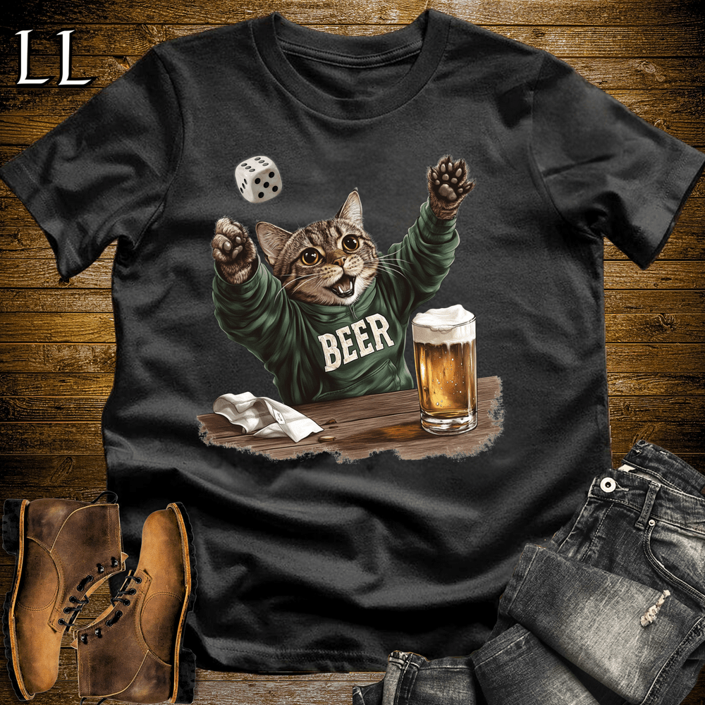 Party Animal Beer Dice Cat Black | Beer Dice Cat Tee