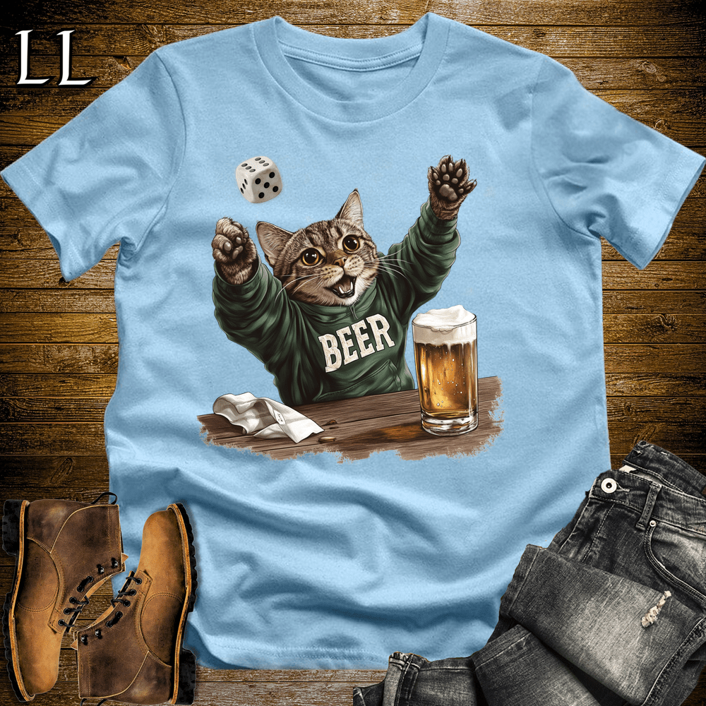 Party Animal Beer Dice Cat Light Blue | Beer Dice Cat Tee