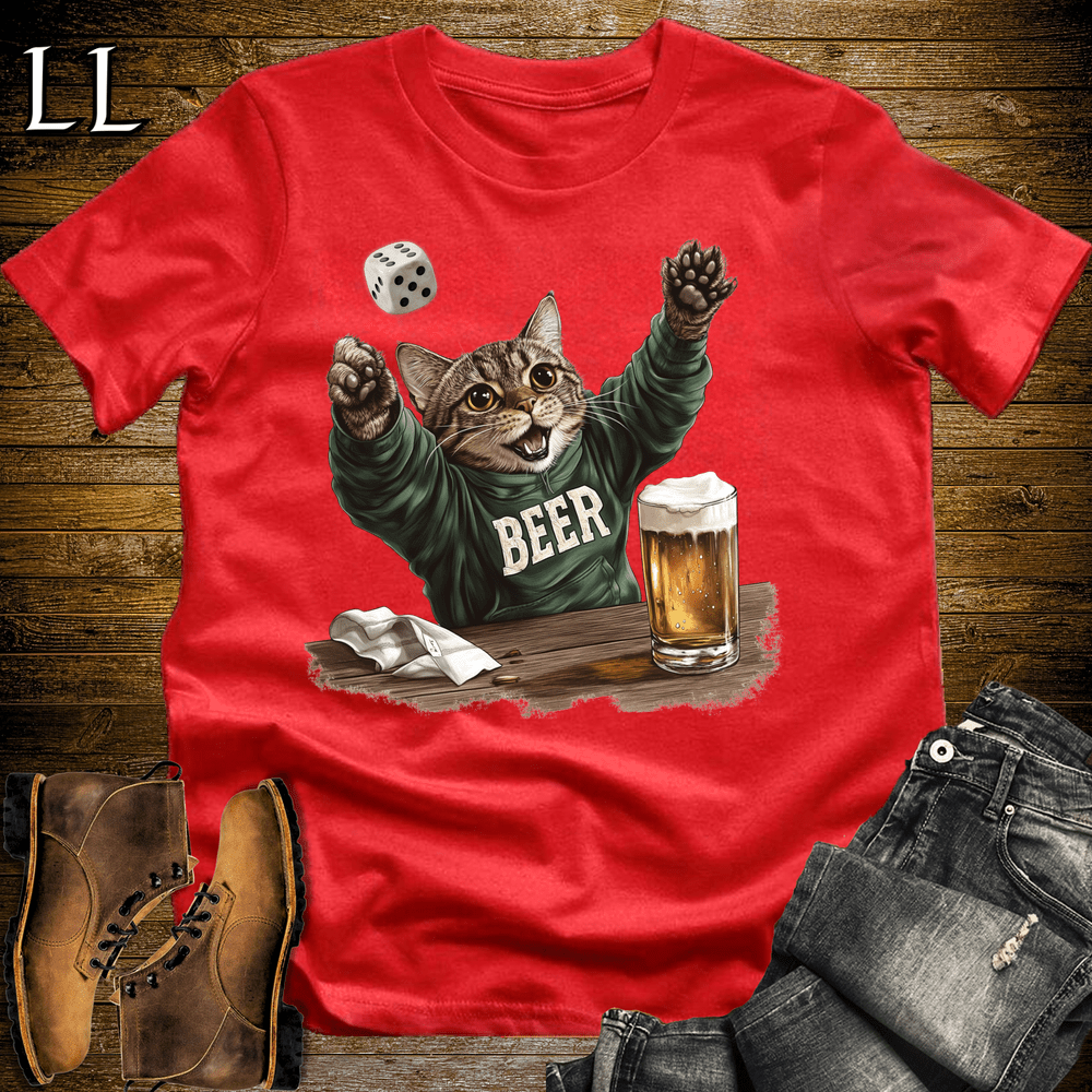 Party Animal Beer Dice Cat Red | Beer Dice Cat Tee