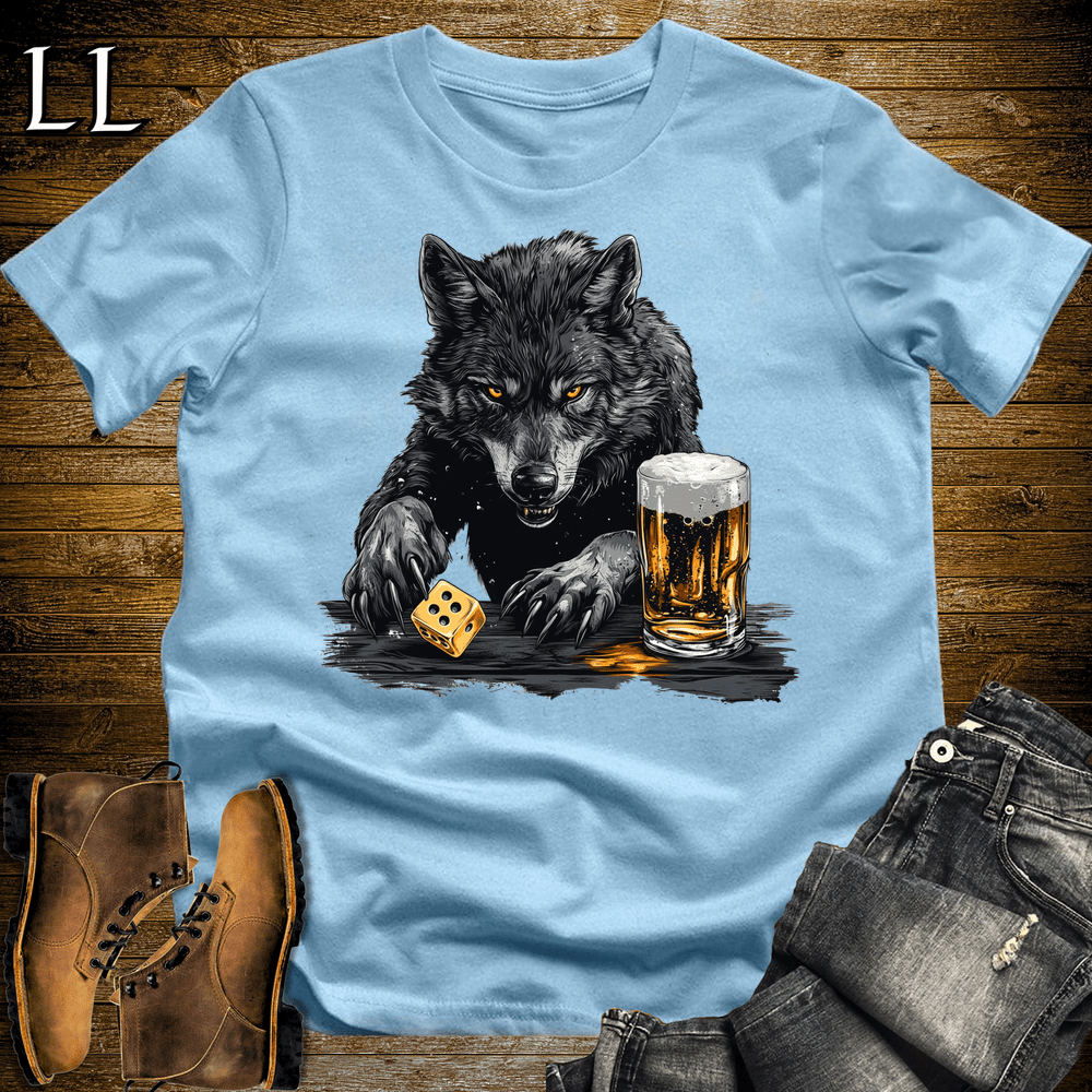 Party Animal Beer Dice Wolf Light Blue | Beer Dice Wolf Tee