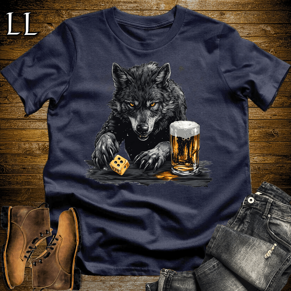 Party Animal Beer Dice Wolf Navy | Beer Dice Wolf Tee