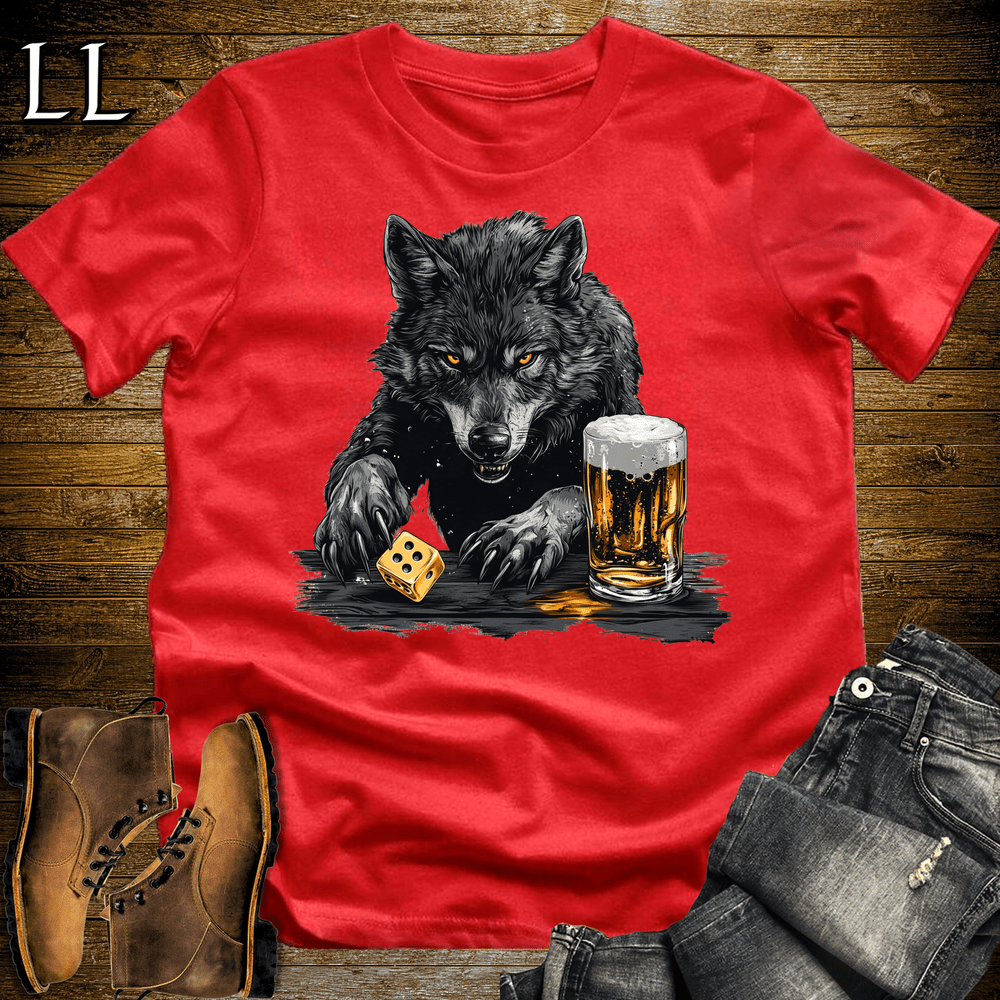 Party Animal Beer Dice Wolf Red | Beer Dice Wolf Tee