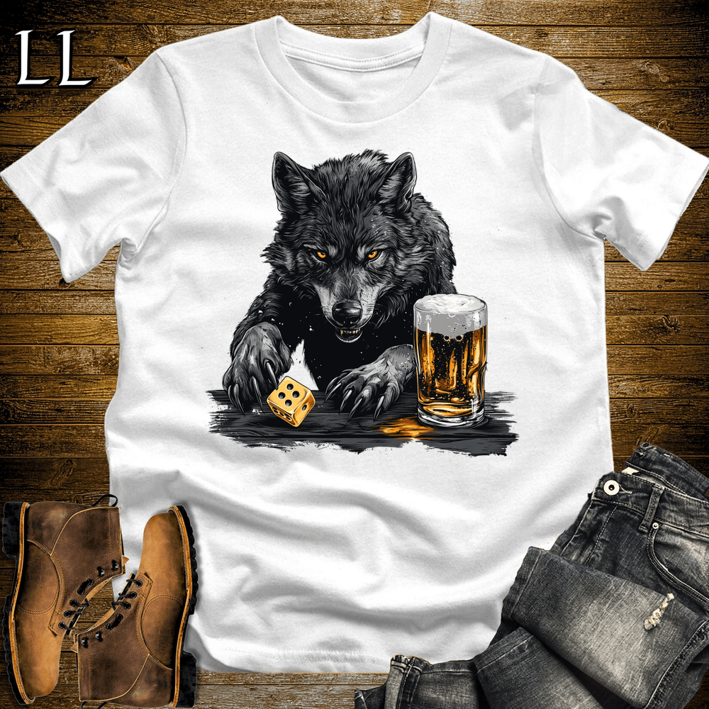 Party Animal Beer Dice Wolf White | Beer Dice Wolf Tee